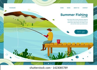 Fisherman On A Bridge Royalty Free Stock SVG Vector and Clip Art