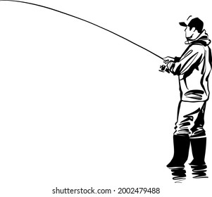 The vector illustration of a fishing