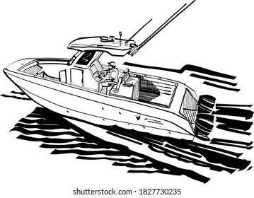 the vector illustration of the fishing boat