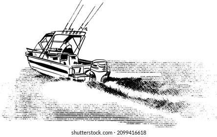 the vector illustration of the fishing boat