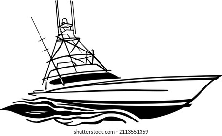 the vector illustration of the fishing boat