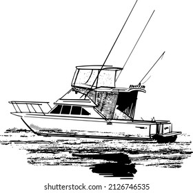 the vector illustration of the fishing boat