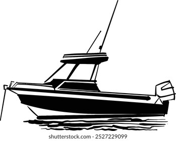 vector illustration of the fishing boat on the water