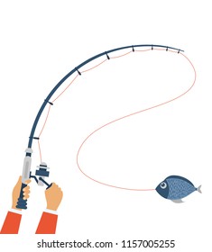 Vector illustration of fishing concept. Fly fishing concept on the white background in flat style.