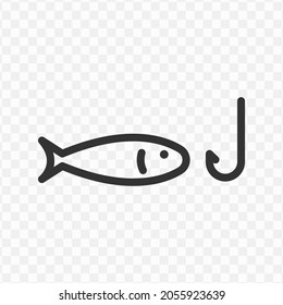 Vector illustration of fishing fish icon in dark color and transparent background(png).