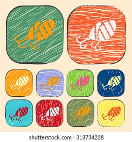 Vector illustration of fishing and fish icon