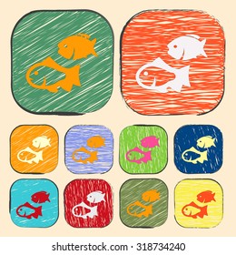 Vector illustration of fishing and fish icon