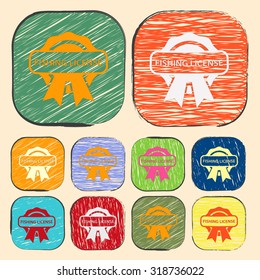 Vector illustration of fishing and fish icon