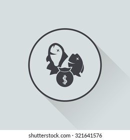 Vector illustration  of fishing and fish icon