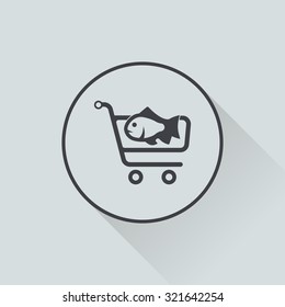 Vector illustration of fishing and fish icon