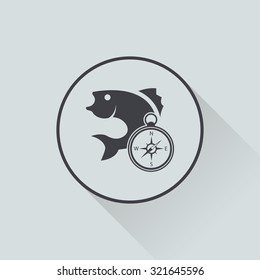 Vector illustration of fishing and fish icon