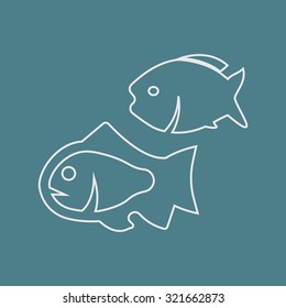 Vector illustration of fishing and fish icon