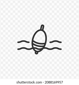 Vector illustration of fishing float icon in dark color and transparent background(png).