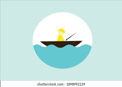 Vector Illustration of Fishing on a Boat