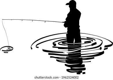 vector illustration the fishing on the river