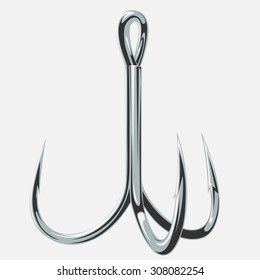 vector illustration of fishing triple hook