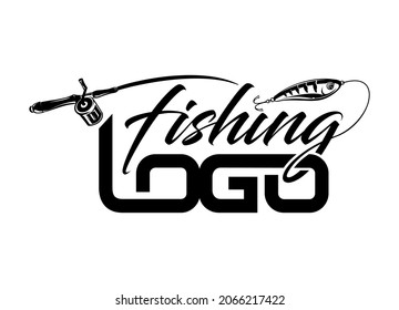 A vector illustration of Fishing Wordmark Logo Vector Sign