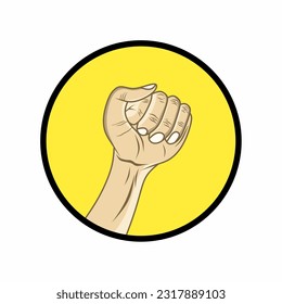 Vector illustration of fist hand gesture logo as a symbol of strength, resistance, form of protest, spirit of leadership, etc.