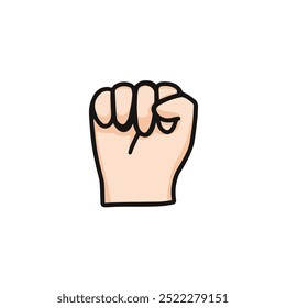 vector illustration of fist hand, punch, and rock or stone for playing rock paper scissors