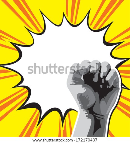 Vector illustration of fist held high in protest. 