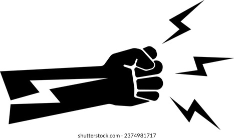 vector illustration of fist and lightning on transparent background