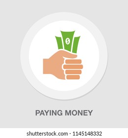 Vector illustration of a fist with money. Hand holding Banknotes - paying money