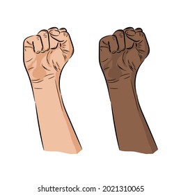 Ilustración vectorial con puño levantado