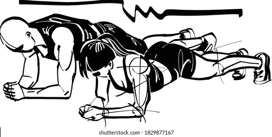 the vector illustration of the fit athlete doing plank exercise