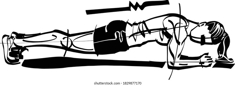 la ilustración vectorial del atleta que hace ejercicio en el tablero