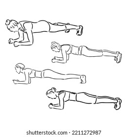 the vector illustration of the fit athlete doing plank exercise