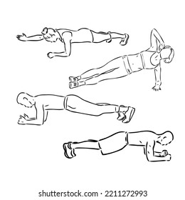 la ilustración vectorial del atleta que hace ejercicio en el tablero