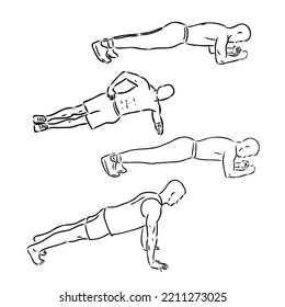 the vector illustration of the fit athlete doing plank exercise