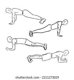 la ilustración vectorial del atleta que hace ejercicio en el tablero