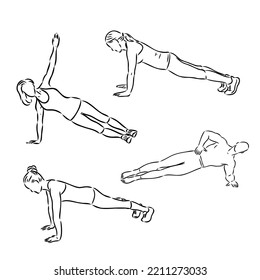 the vector illustration of the fit athlete doing plank exercise