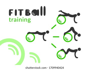 Vector illustration, fit ball training plan 