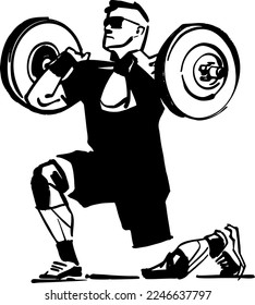 vector illustration of the fit man lifting weights