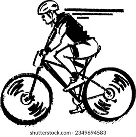 vector illustration of the fit person riding a bicycle