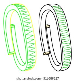 Vector illustration of fitness band, hand bracelet. Fitness tracker for sports. Rubber eraser bracelet for wrist. Motivational poster, banners, brochures, covers. Isolated on white background.