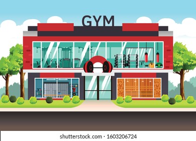 A vector illustration of Fitness Center Gym 