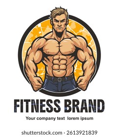 Vector illustration for a fitness club logo with a male bodybuilder.