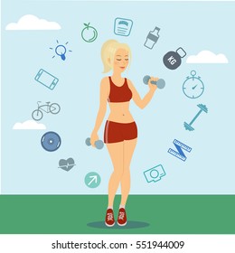 Vector illustration of a fitness girl