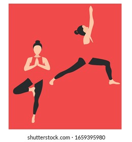 Vector  illustration of fitness girl yoga pose