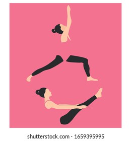 Vector  illustration of fitness girl yoga pose