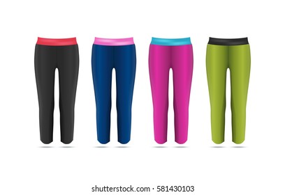 Vector illustration of fitness leggings for women. Realistic illustration of pants for summer sports