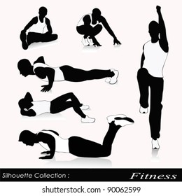 Vector illustration of fitness silhouettes .Men 