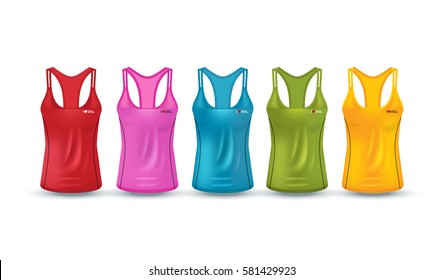 Vector illustration of fitness tank top for women. Realistic illustration sport wear.