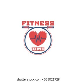 Vector illustration Fitness time logo or emblem isolated on white background. 