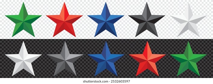Ilustración vectorial de cinco estrellas de color