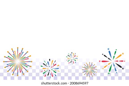 Vector illustration of five colored colorful fireworks