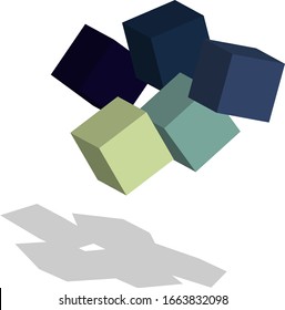 Vector Illustration Five Cubes Floating 3D Isometric Design